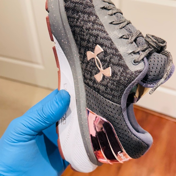 Under Armour Women's Charcoal and Rose Gold Athletic Shoes - Picture 8 of 12
